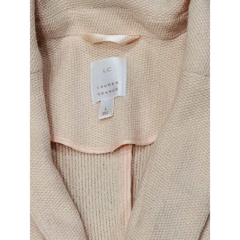 LC Lauren Conrad blush Pink knit Blazer Large Open-Front pockets coquette - Picture 3 of 9